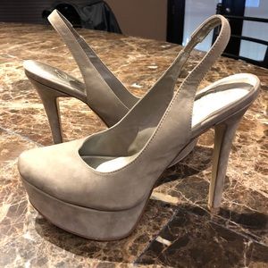 Jessica Simpson Taupe Slingback Heels.
